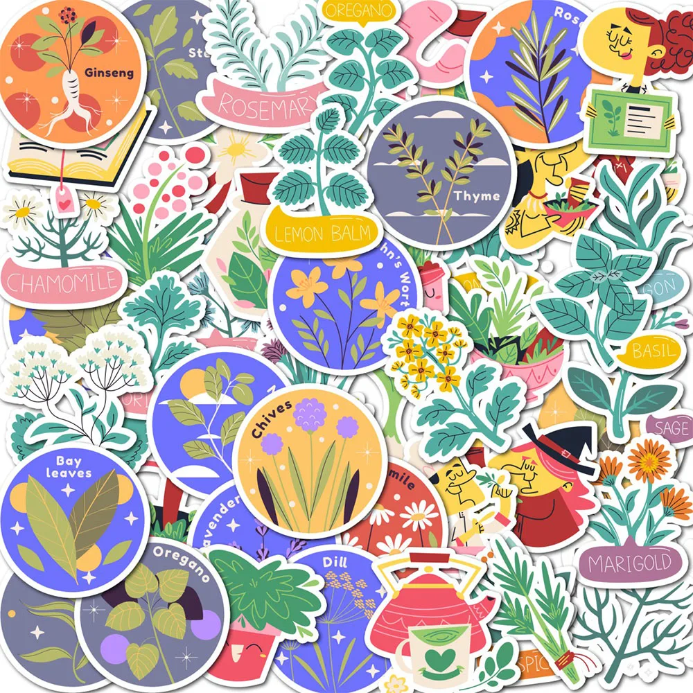 Cute Herbal Plant Spice Waterproof Stickers DIY Decals for Phone Case Laptop Water Bottle Scrapbook Journal Decor view 2