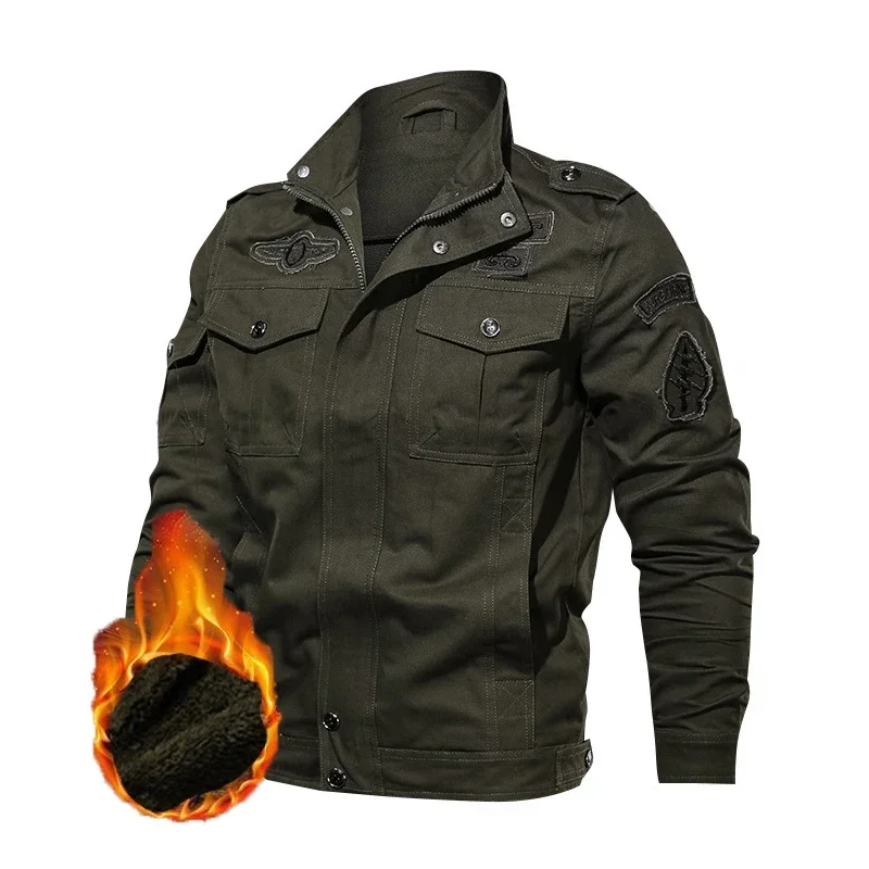 Conjunto militar de algodón bordado para hombre, chaqueta con múltiples bolsillos, pantalones Cargo rectos resistentes al desgaste, traje de 2