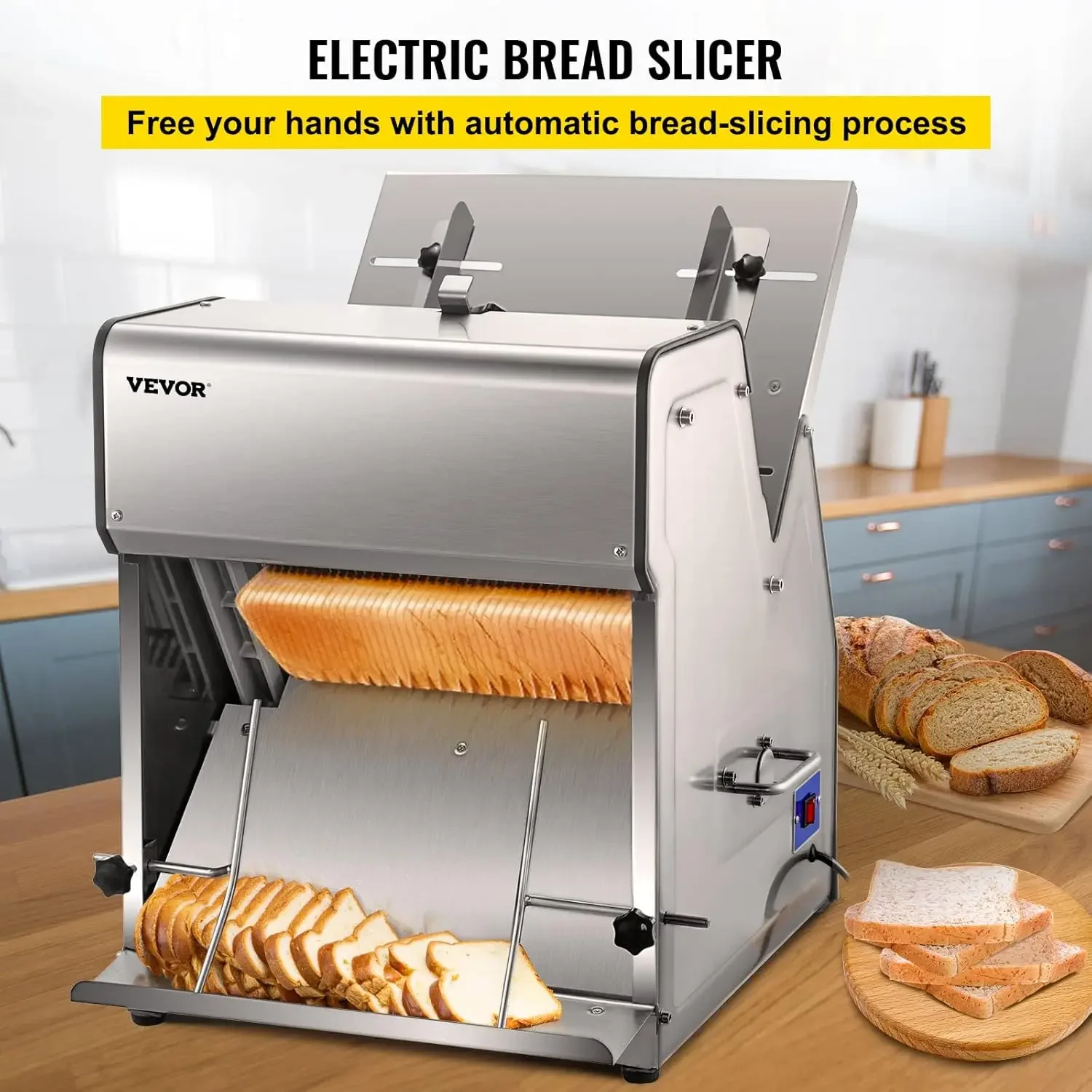 Commercial Toast Bread Slicer, 12mm Thickness Electric Bread Cutting Machine, 31PCS Commercial Bakery Bread Slicer, 110V T