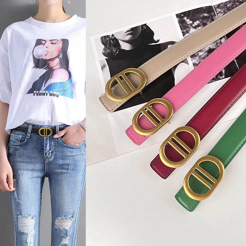 

Simple Design Office Ladies Cowhide Waist Belt 23 Colors Wholesale Real Leather Dress Waistbands Real Leather Ceinture Homme