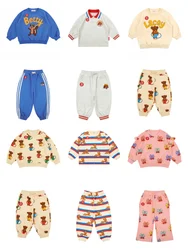 Sudaderas coreanas para niños y niñas, conjunto de Top e inferior, pantalones para niños, chándal para niñas, disfraz, conjunto de Tops para bebés, 2024AW