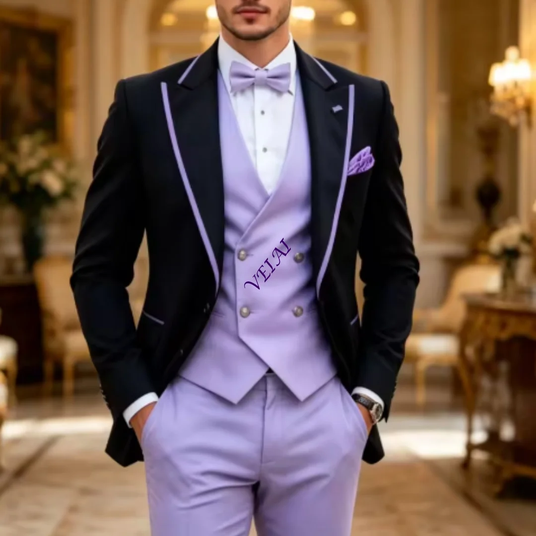 CustomizedLong Blazer White And Mint Green Formal Men Suit Groom Wedding Party Prom Business Male Tuxedos 3 Piece Set Jacket Ves