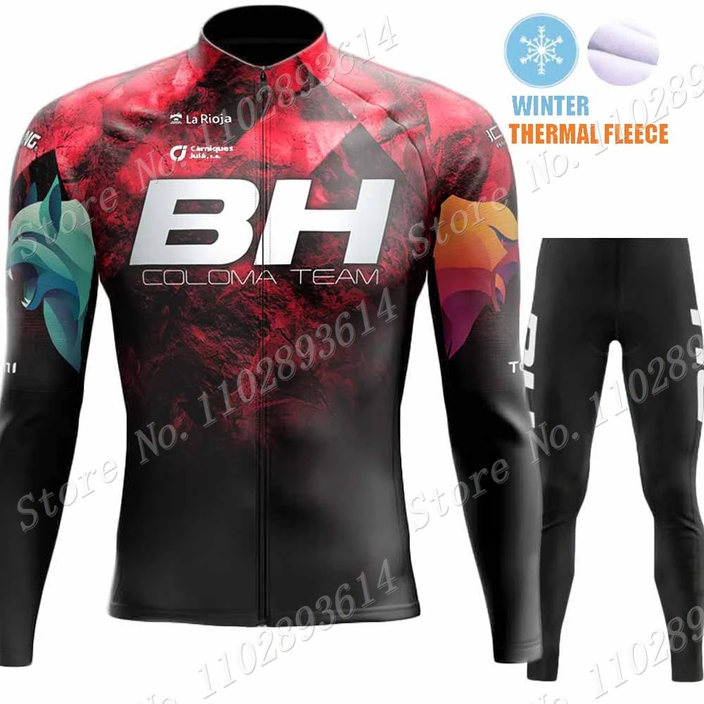 2024 BH Coloma Team Cycling Jersey Set Mens Winter Thermal Fleece Long Sleeve Clothing Suit MTB Bike Road Pants Bib Maillot