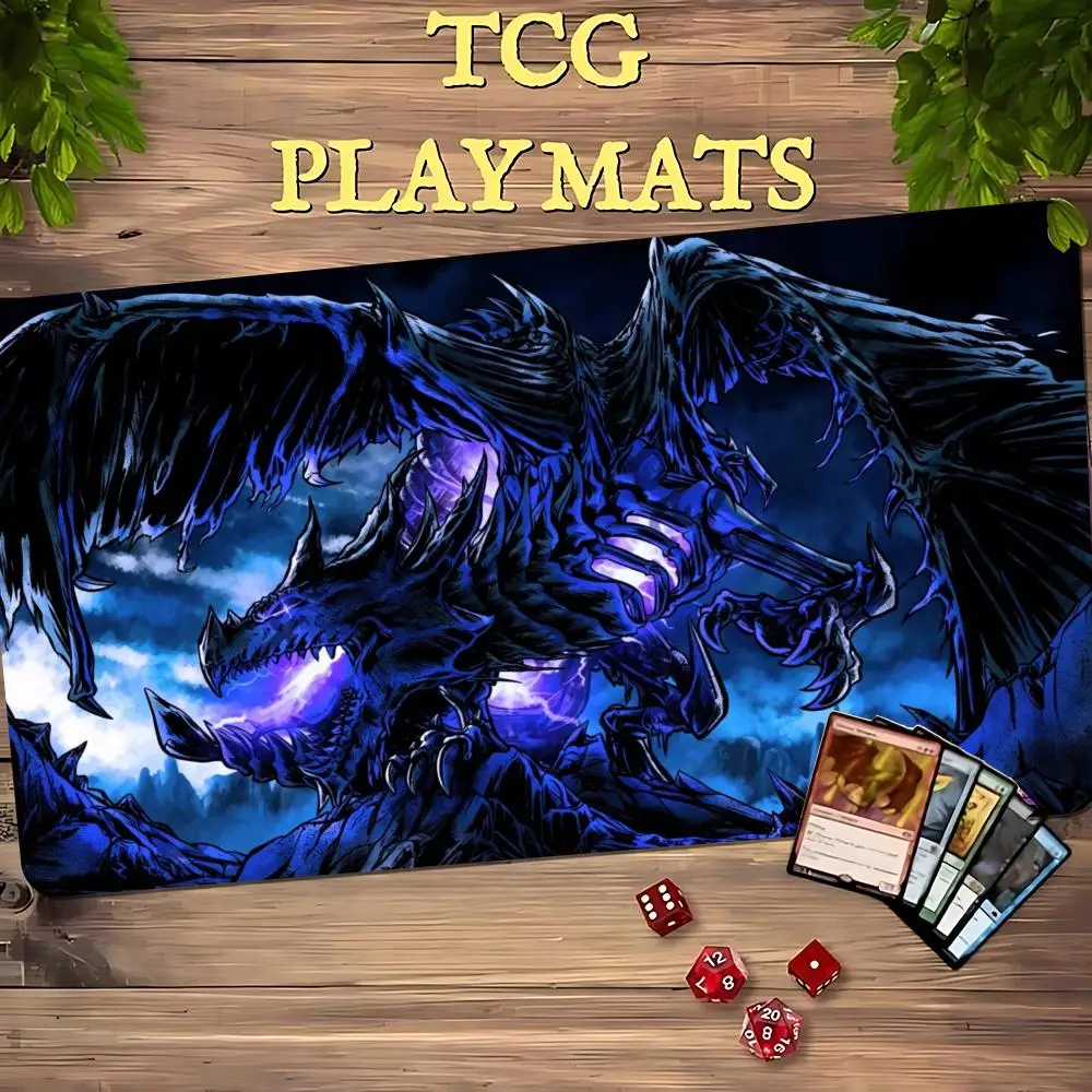 Dark Purple Skeleton Dragon TCG Playmat 35X60CM Magic Card Battle Mat Non‑Slip Durable Stitched Edge Tabletop Game Playmat