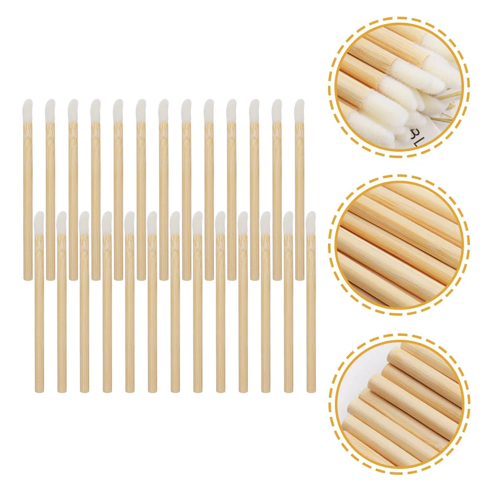 

100 Pcs Wooden Lip Brush Lipstick Applicators Gloss Wand Mascara for Makeup Balm Supplies with Handle