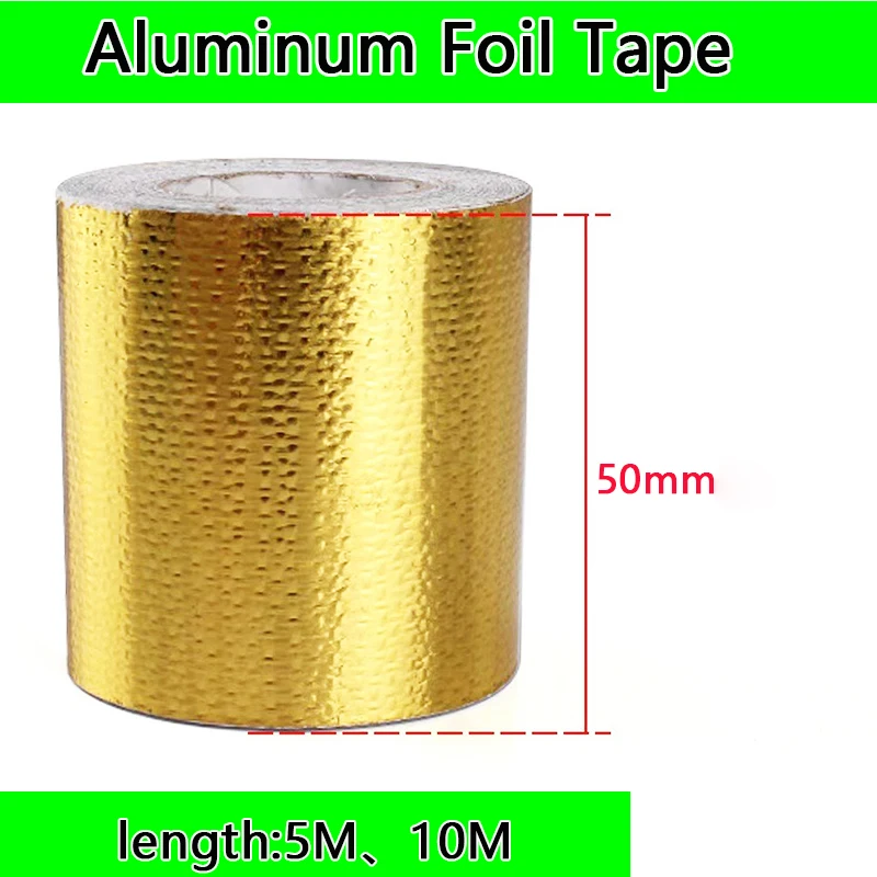 ZK 50mm High Temp Resistant Aluminum Foil Self Adhesive Tape Heat Shield Wrap For Car Air Intake Pipe Modification Insulation