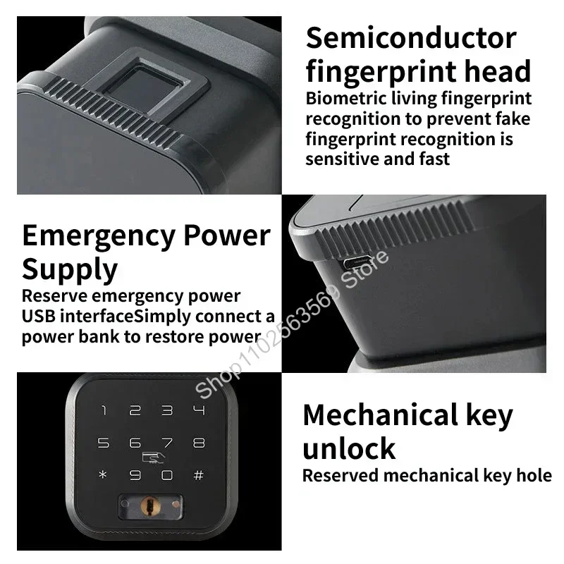 Tuya WIFI Smart Electronic Door Lock Fingerprint Lock TTlock Fingerprint Password IC Card APP Key Unlock USB Emergency Charge