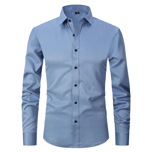 Nueva camisa Social de manga larga para hombre de otoño/invierno grande 6XL de alta calidad, moda sin hierro, informal de negocios, blanco puro