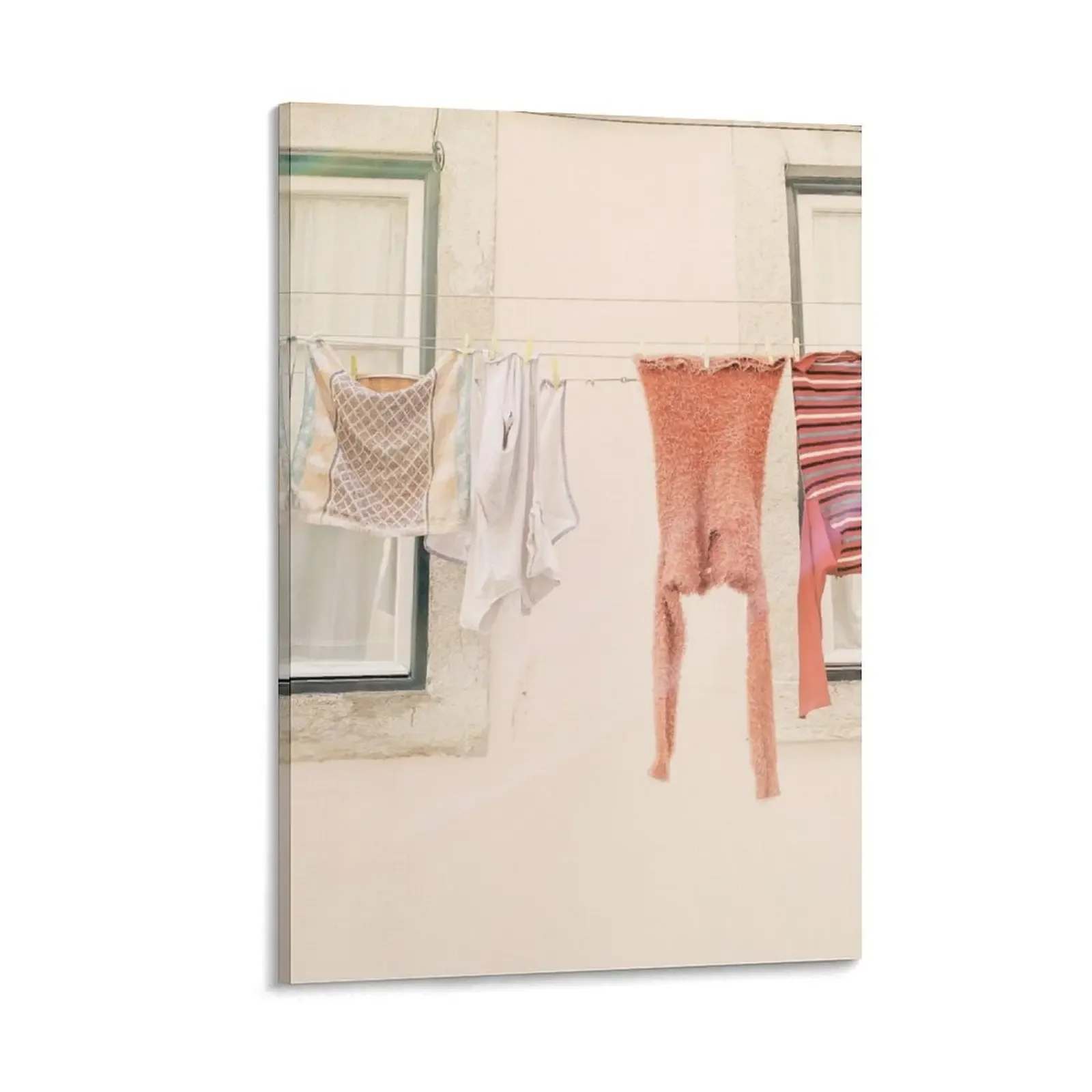 

Wash day. Laundry hanging on washing line in Lisbon, Portugal Canvas Painting decorative items for home wall decor Decoration