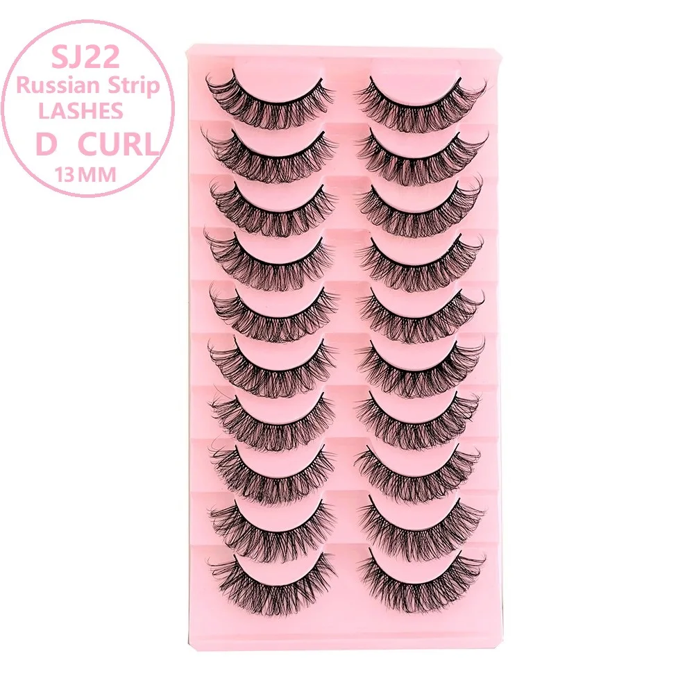 

Eyelashes Natural Wispy Fluffy Russian Strip Lashes 3D Effect 16MM Cat Eye False Eyelashes 10 Pairs Pack