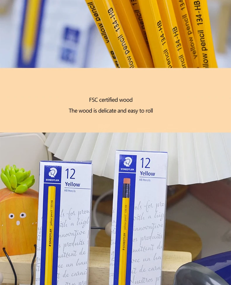 12-teiliges deutsches STAEDTLER Holzbleistift-Set 2B HB zum Schreiben, Malen, sechseckiger Stifthalter, Büro, Schulbedarf – Detail 7