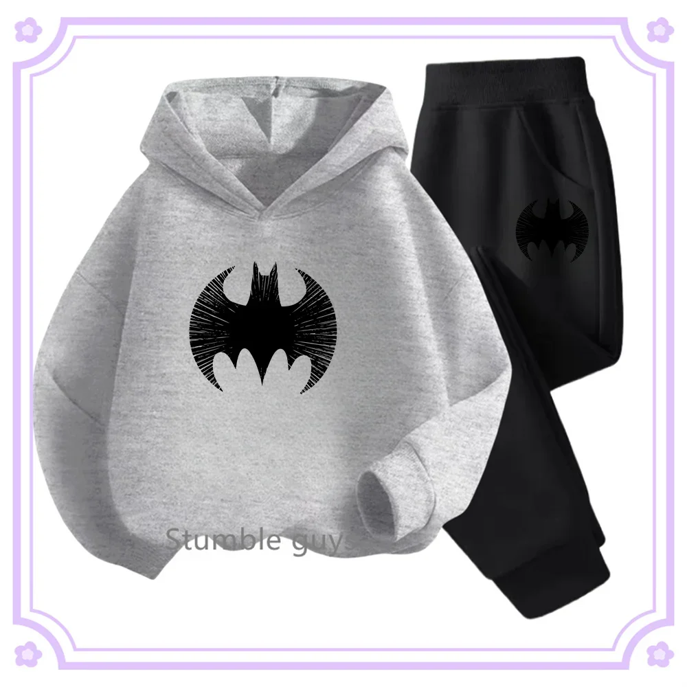 Batman Stylish Batman Print Casual Sports Boys Simple Hoodie New Fall Hoodie + Pants Kids Girls Tracksuit Set.Batman