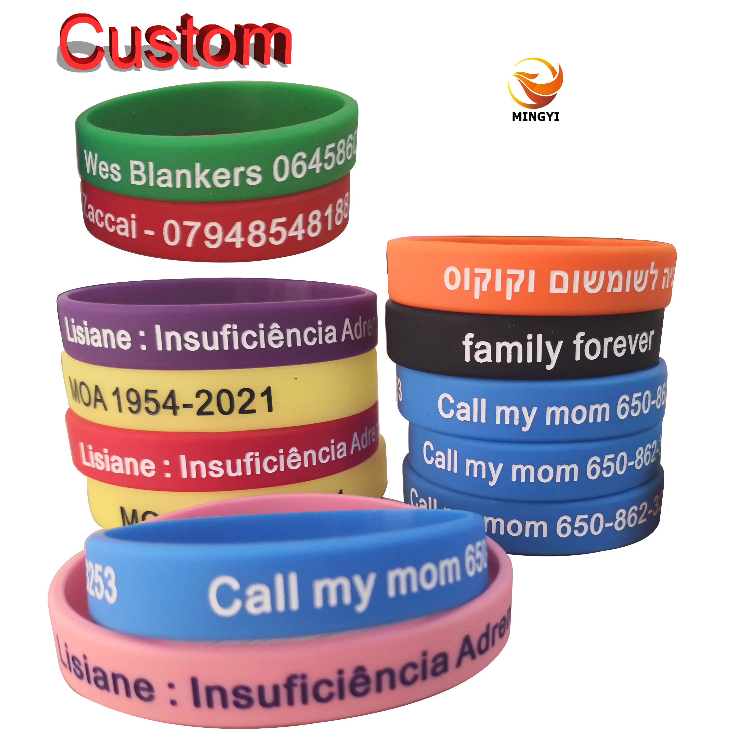 1PCS Engraved Personalized Custom Wristband SOS ID Bracelet Phone Number Silicone DIY Band for Birthday Party Events Anti-lost