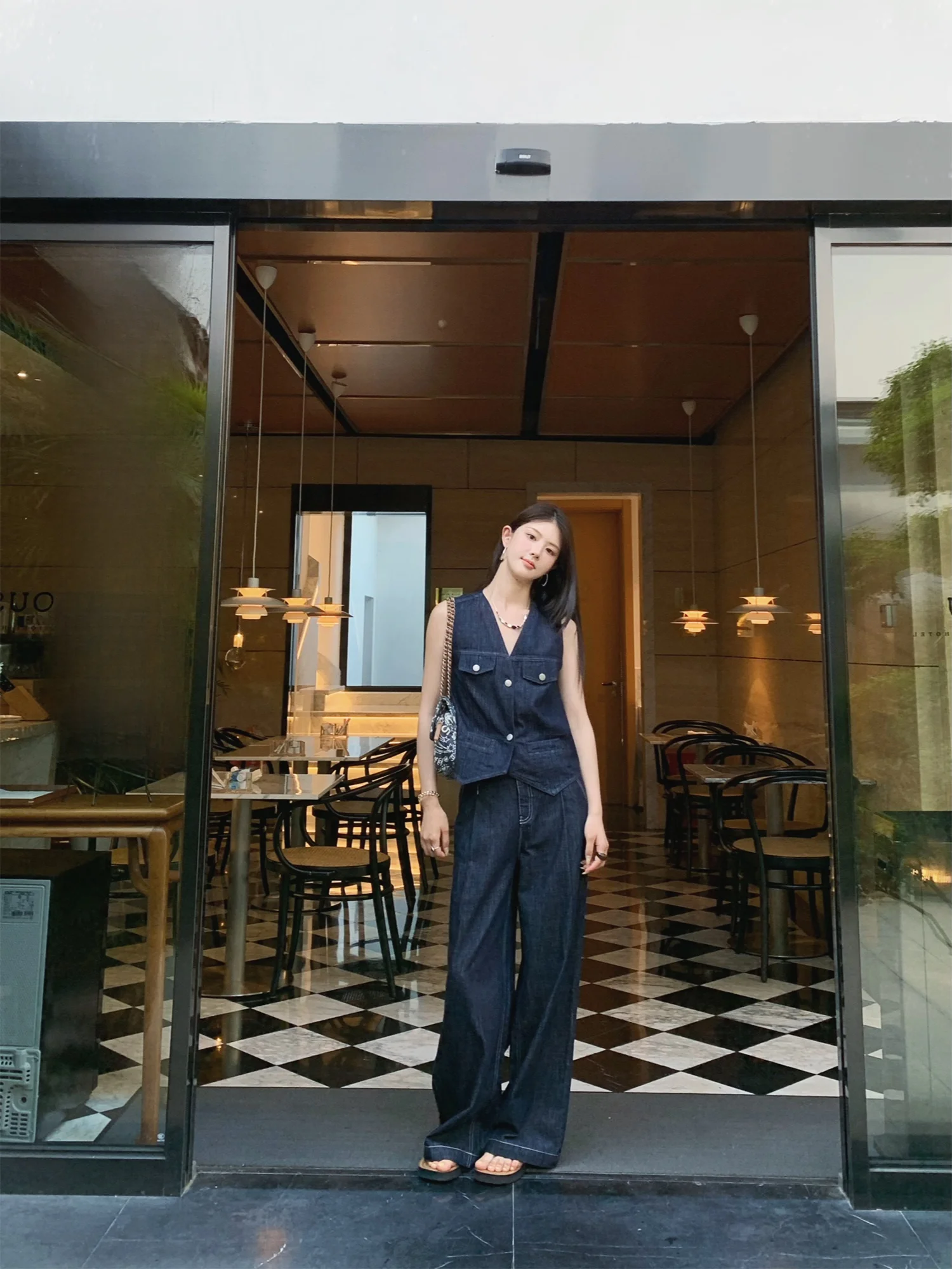 

Summer Fashion Cotton Linen Women's Vest And Pants Set High Quality Classic Style Long Pants Outfit by Asm Anna