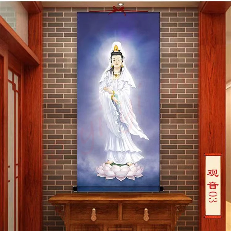 Sending Child Guanyin, Nanhai Guanyin Portrait, Home Decoration Hanging Painting, Auspicious Customization, Feng Shui