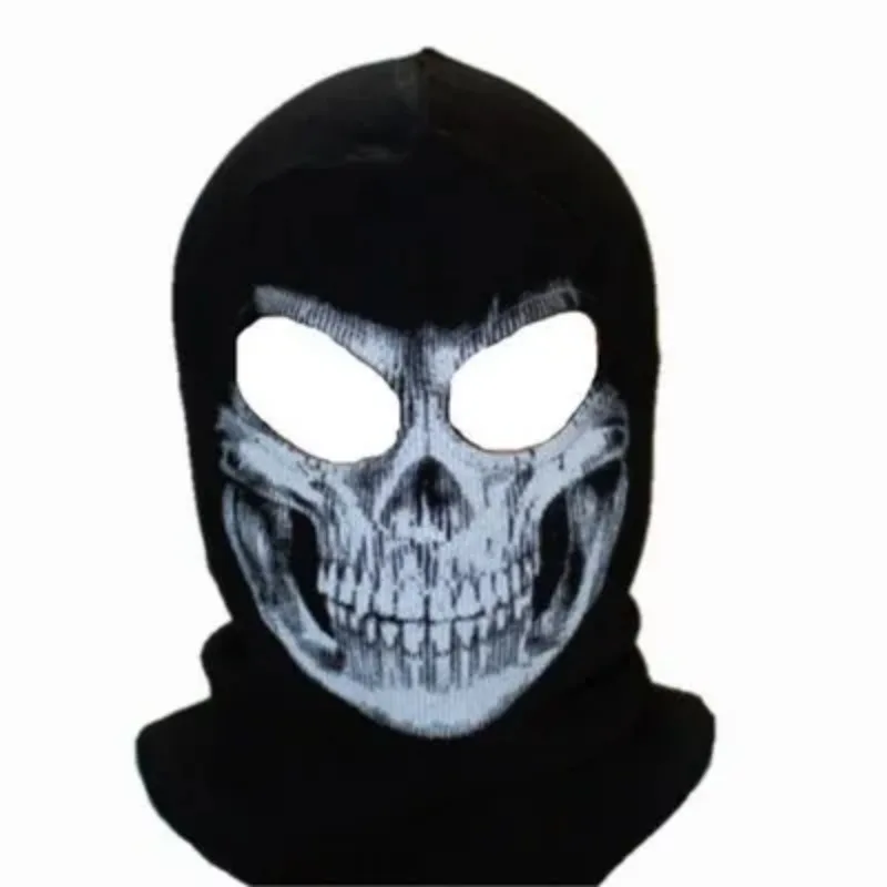 Caveira Fantasma Masculino Balaclava, Gorros, Rosto Inteiro, Máscara Calorosa, Capuz, Gorro, Preto