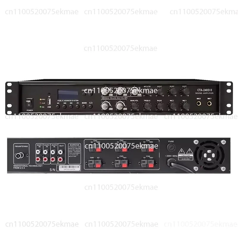 CTA-240D II PA System 5 Zone Integrated 100 Volt Amplifier USB/SD/Bluetooth/FM Audio Power Mixer Amplifier with MP3