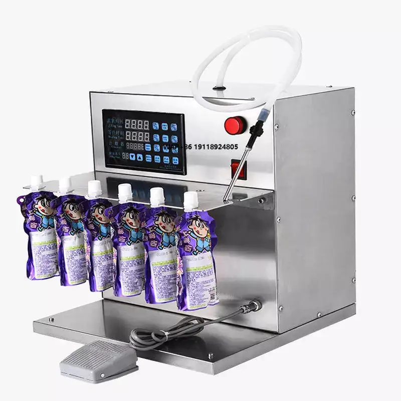 

Stainless Steel Body Lotion Shampoo Ketchup Pouch Packing Beverage Semi Auto Suction Nozzle Bag Liquid Filling Machine