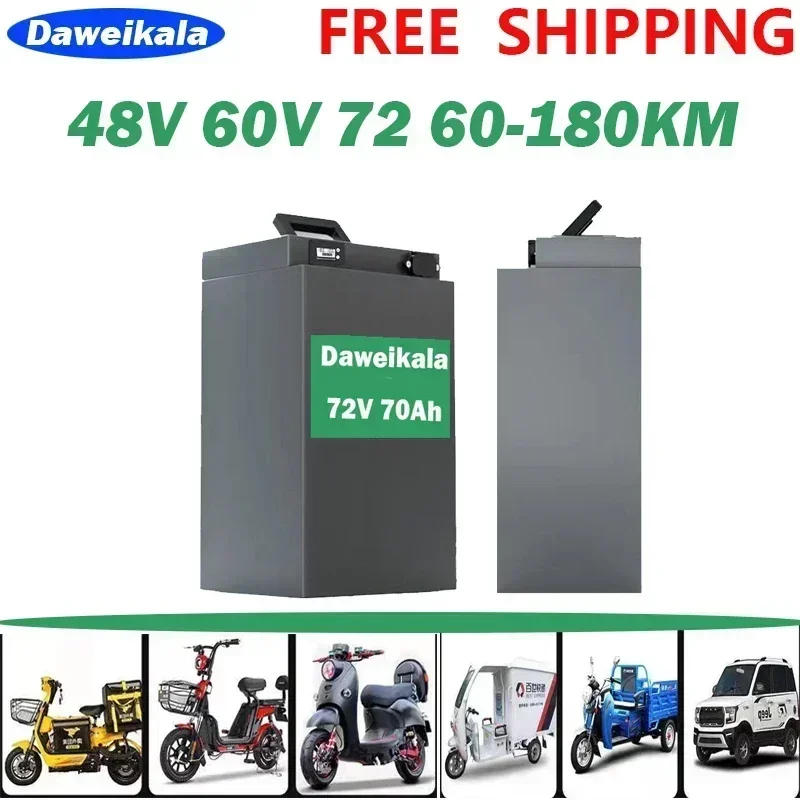 Batterie au lithium pleine capacité pour moto électrique, batterie à haut débit, tricycle, 48V, 60V, 72V, 45Ah, 60Ah, 70Ah