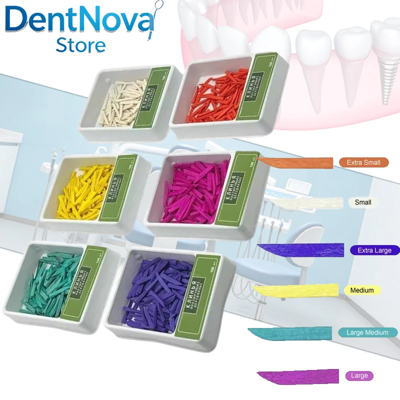 

100pcs Dental Wedges Wood Contoured Shape for Teeth Separation Flexible Interproximal Wedges Disposable Clinic