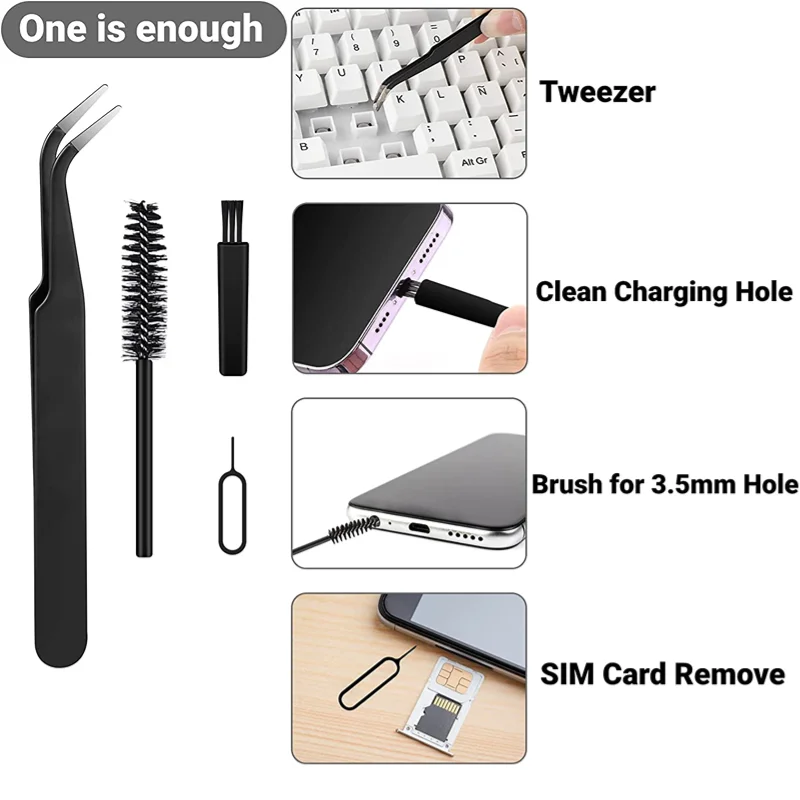 18-em-1 Computer Keyboard Cleaner Brush Kit Fone de ouvido Caneta de limpeza para iPad Phone Screen Cleaning Tools Keycap Extrator Titular