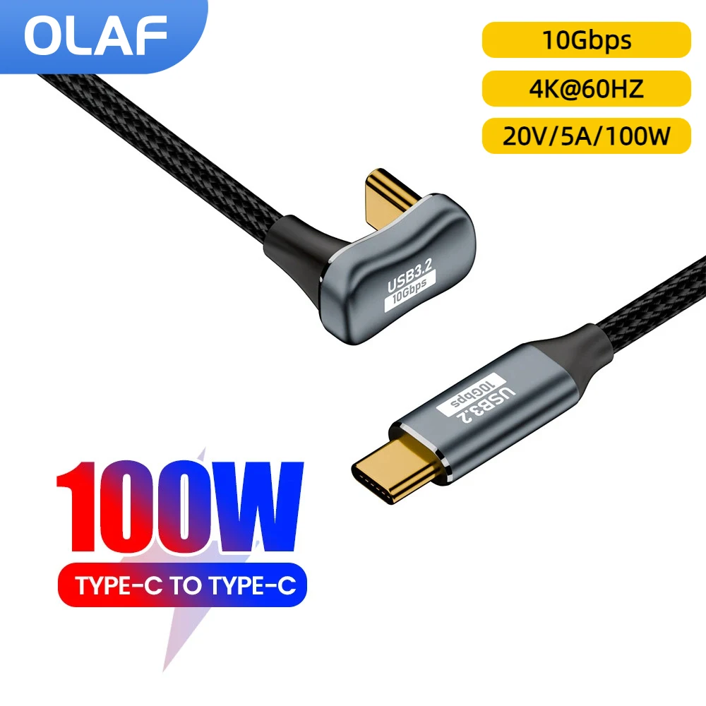 كابل على شكل حرف U 100 وات 5A من النوع C إلى النوع C شحن سريع لهاتف iPhone 16 15 سلك بيانات Samsung USB C لأجهزة MacBook iPad Huawei Xiaomi