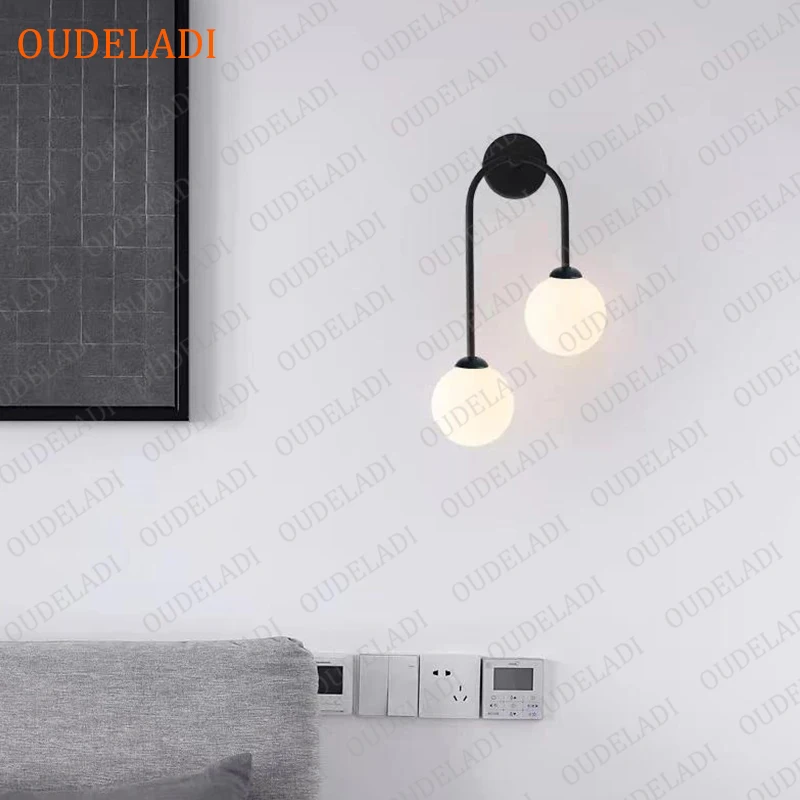 Imagem -02 - Corredor Corredor Escada Decoração Nordic Lâmpadas de Parede Iluminação com Bola Vidro Interior Arandela para Quarto Moderno Sala Estar Jantar