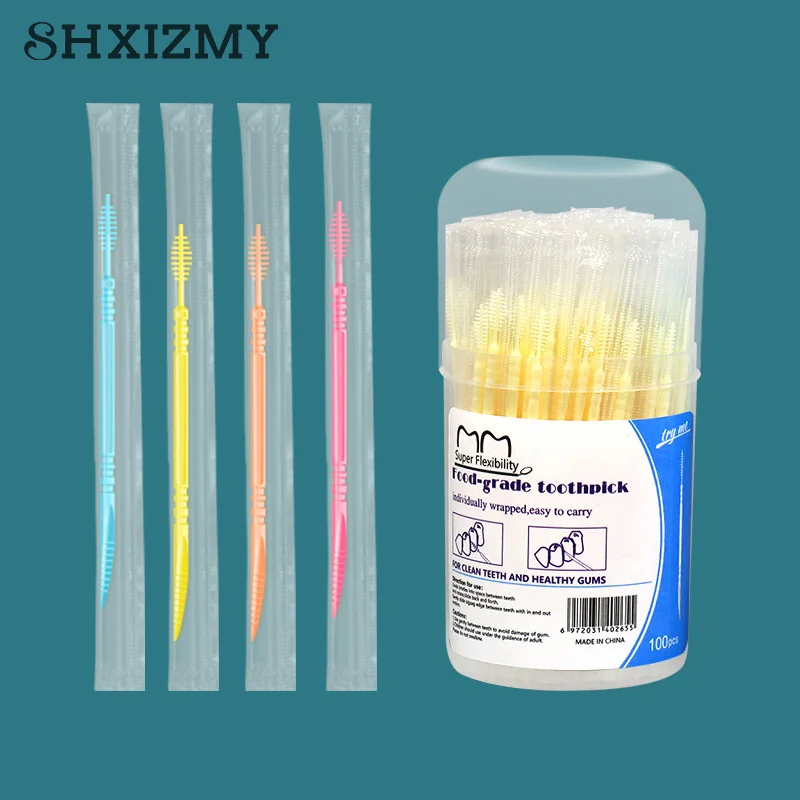 Double-Ended Fish Bone Shaped Dental Floss Disposable Plastic Toothpick Dental Floss Interdental Brush Oral Cleaning Caring Tool