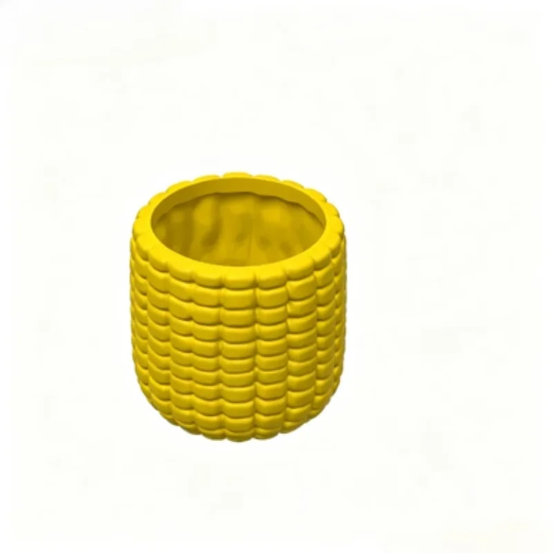 3D Printed Corn‑Shaped Flower Pot,Plastic Novelty Succulent Planter,Cute Maize‑Shaped Plant Container Garden Tabletop Decoration