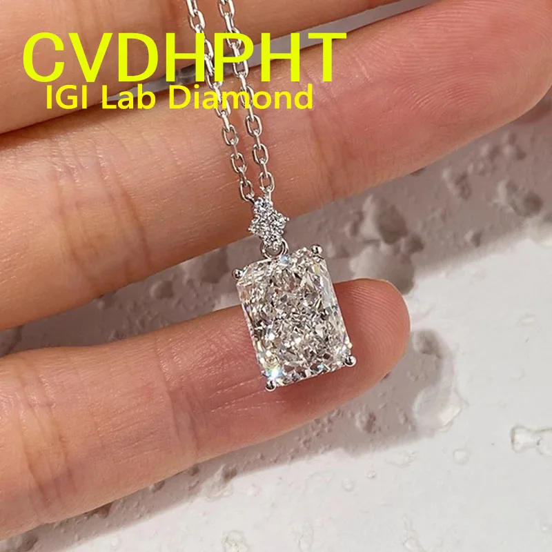 

Ожерелье из твердого золота с бриллиантами CVD HPHT из белого золота 14 карат, сияющее ожерелье с подвеской 18 дюймов, свадебное ожерелье для женщин ﻿