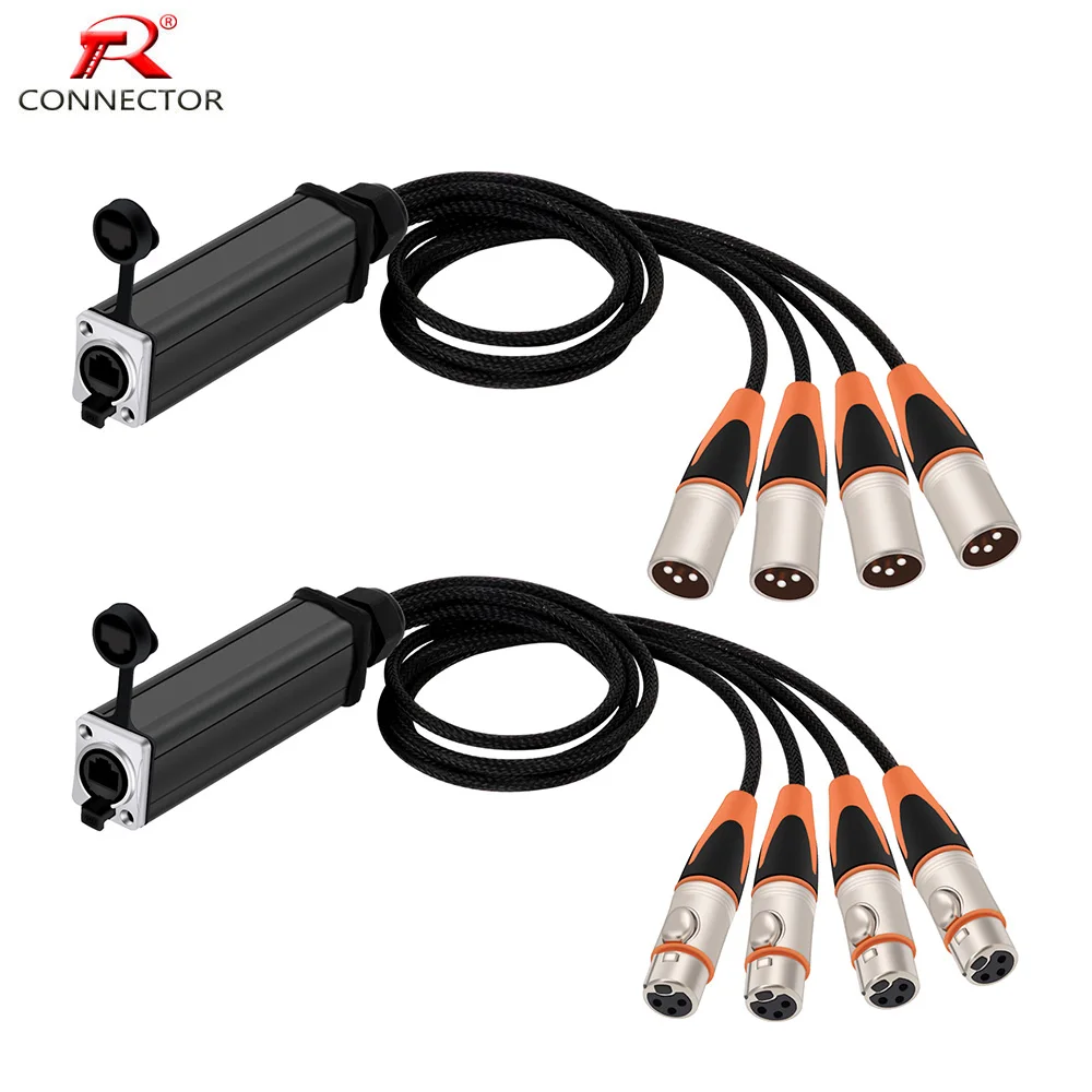 Multi Network Breakout Cabo de Áudio Impermeável Rj45 a Canais 3pins Xlr Extensão de Rede Palco Estúdio Gravação 1pc por Conjunto