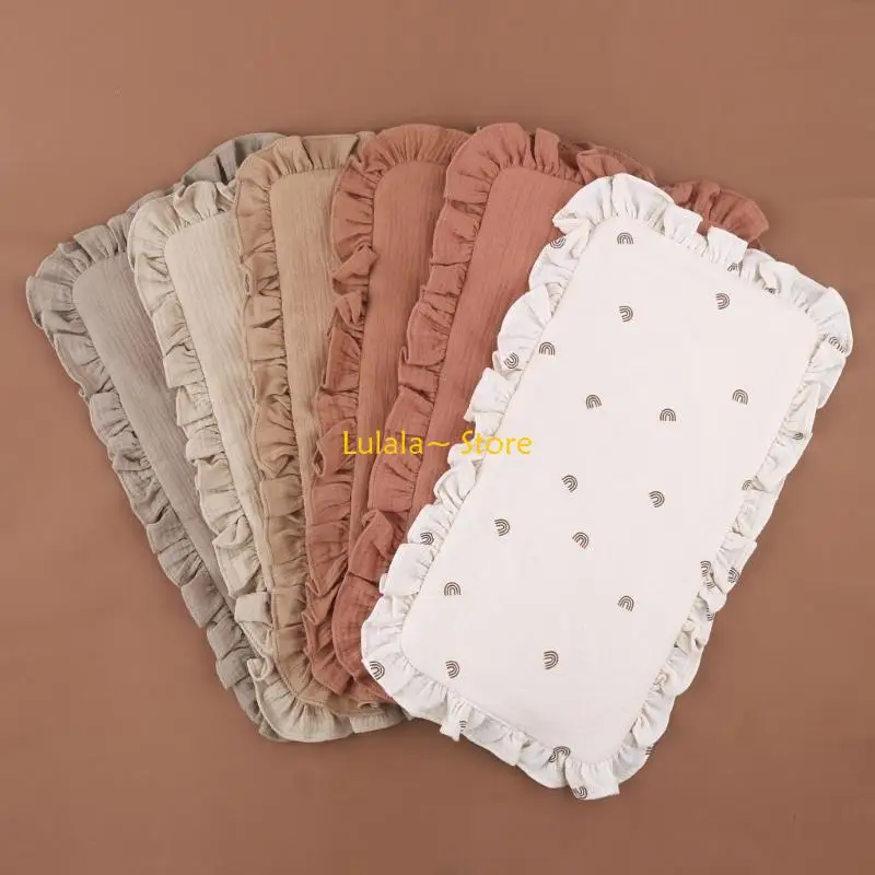 

Y4QA Мягкое хлопковое полотенце для стирки, приятное для кожи, муслиновое полотенце с рюшами, нагрудник для малышей