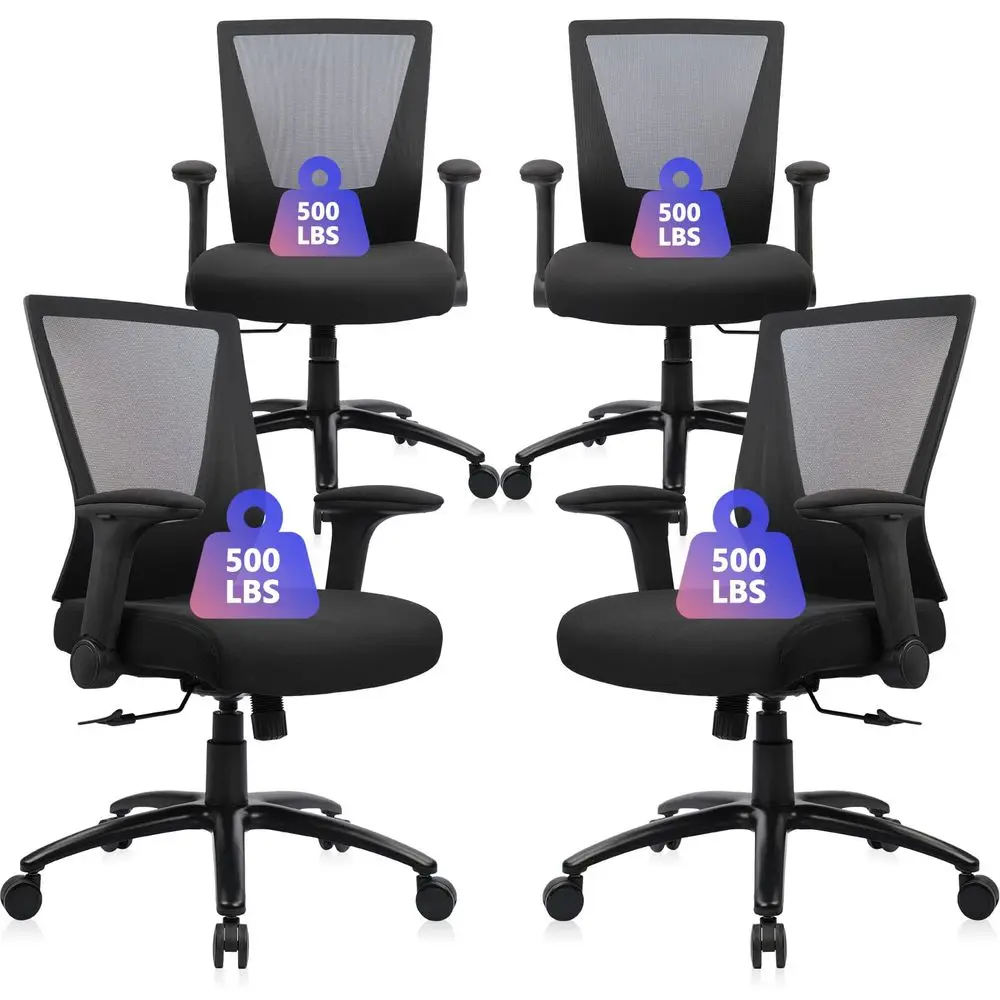 

500lbs Big and Tall Office Chair Heavy Duty Ergonomic Mesh Desk Chairs with Wide Thick Seat Cushion and Adjustable Armrests for