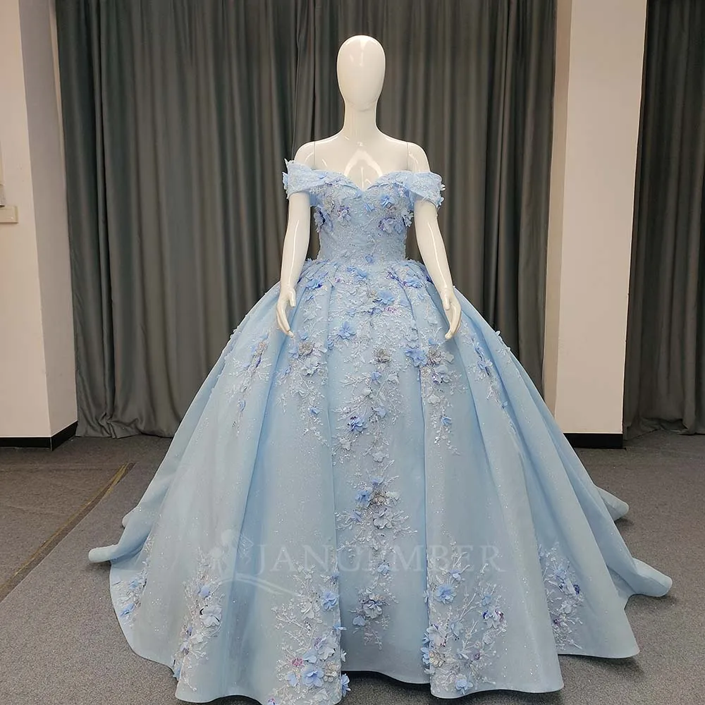

Flash Sale Customized Blue Princess Quinceanera Dresses 2025 Luxury Birthday Appliques vestidos de 15 quinceañeras Court Train