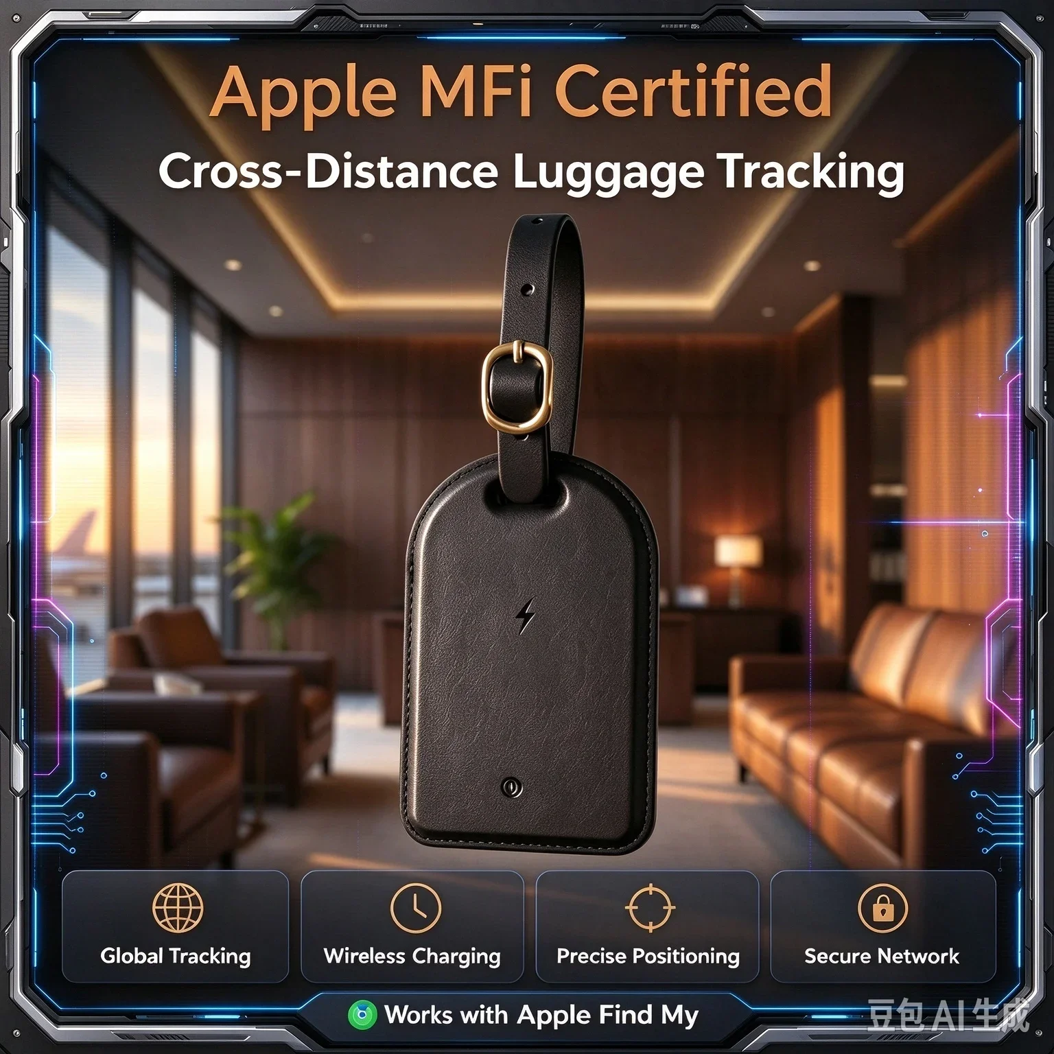 Smart Anti Lost Luggage Tag Locator Wireless Charging Tracker For Apple Find My,RealTime Location Finder For Travel Suitcase Bag