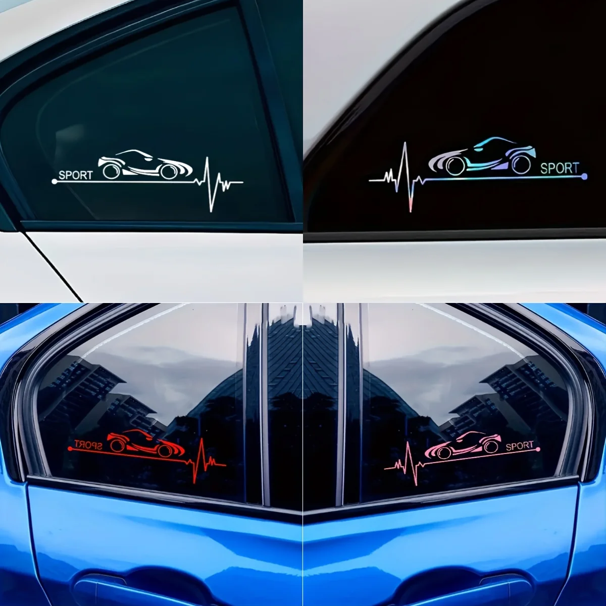 2PCS Removable Dynamic Racing And Heartbeat Car Stickers For Door For Truck Window Bumper Auto Suv Door Kayak Vinyl Decal