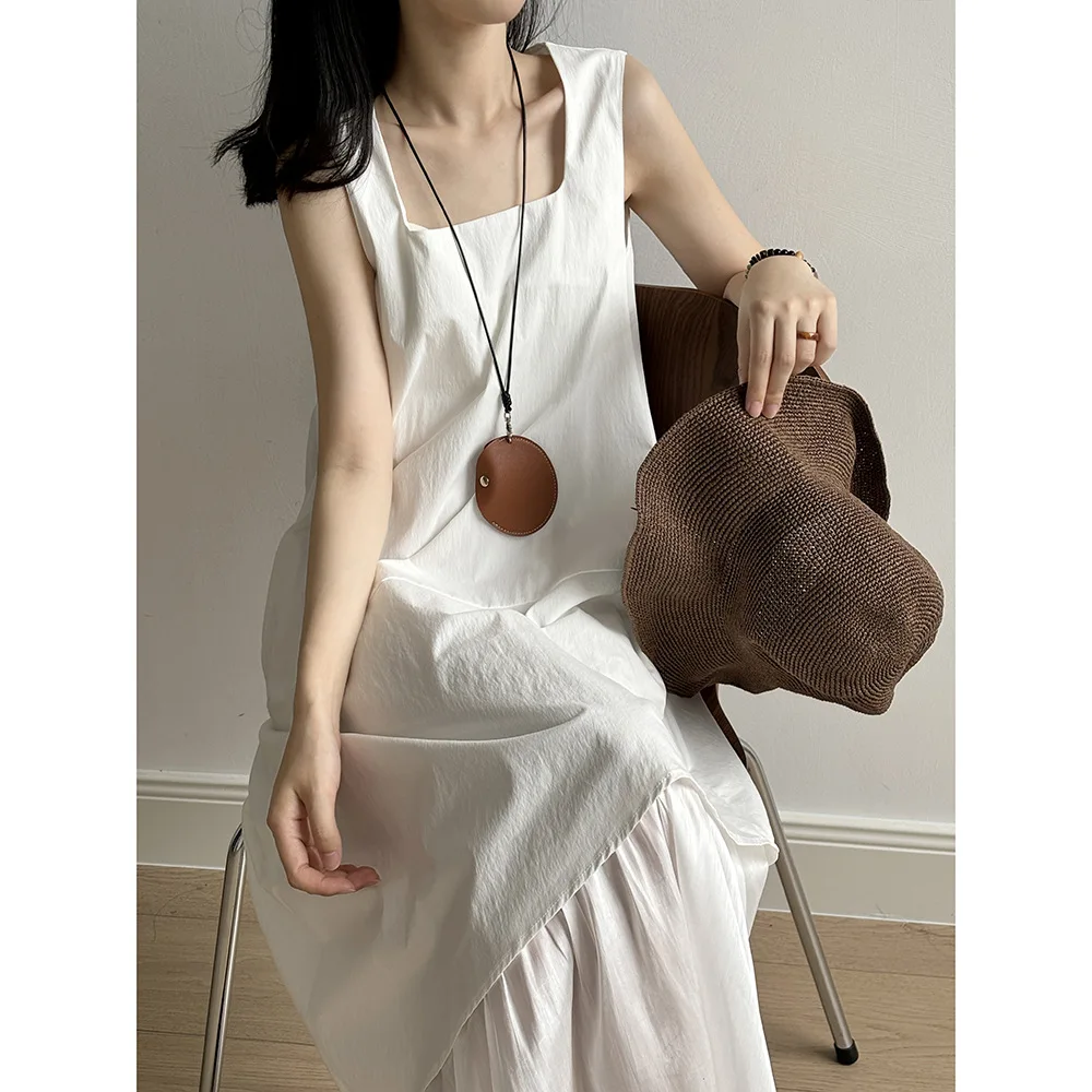 

Irregular hem patchwork vest dress for summer 2025 simple and casual long skirt