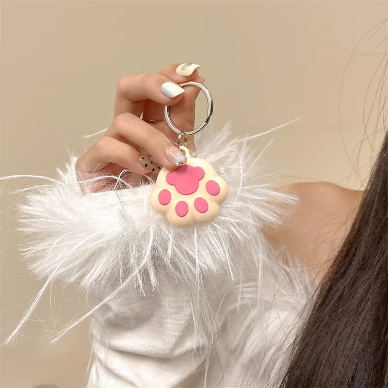 For Apple Airtag Case Cartoon Cute Pink Cat Scratch Soft Silicone Anti-lost Keychain Cover For Airtag Kawaii Protective Sleeve