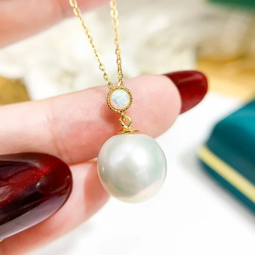 

DIY Pearl Accessories S925 Sterling Silver Pendant Empty Gold Silver Necklace Pendant Fit 8-15mm Round Beads D321