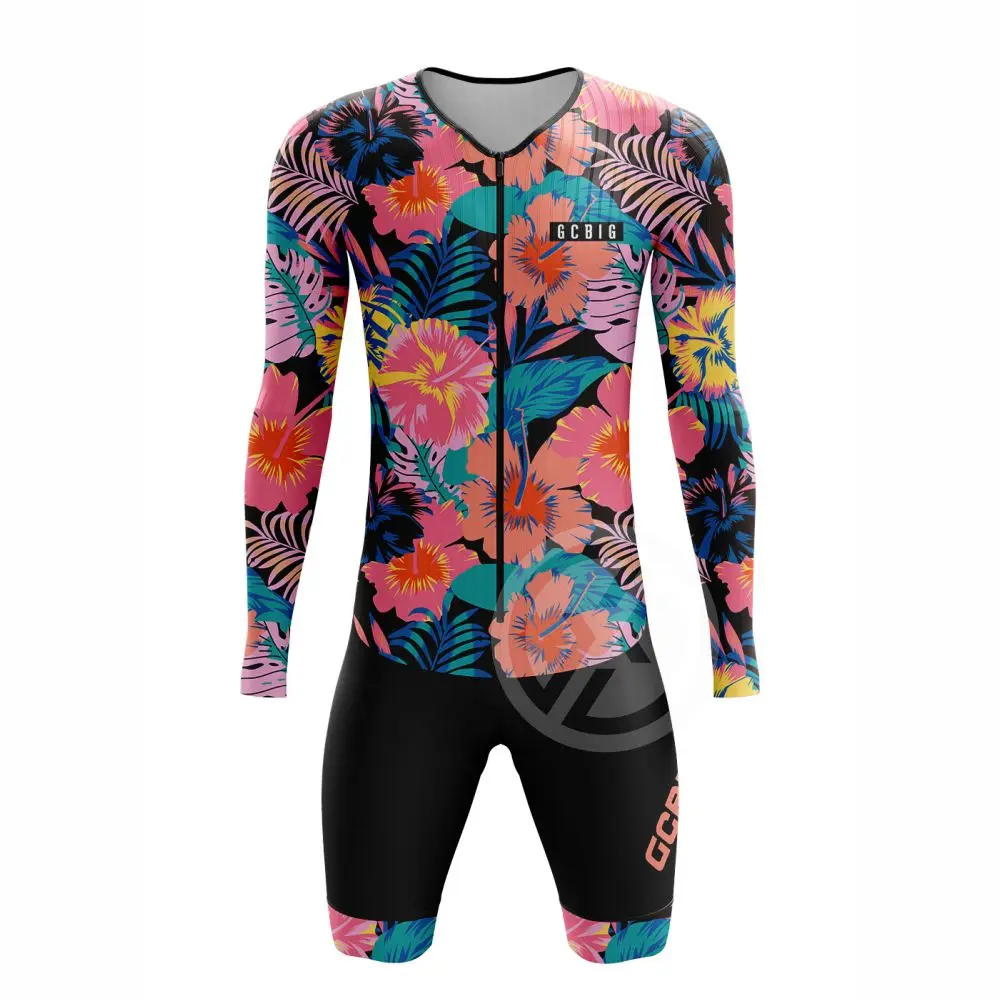 

GG Flower Triathlon Suit for Men Road Bodysuit One Piece Bicycle Sets Thick Pad Top High Quality Triathlon Mat MTB Jumpsuit 2026