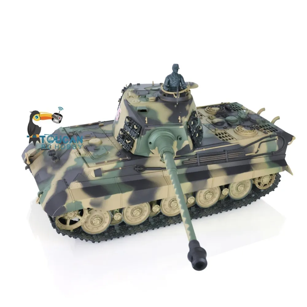 Henglong 1/16 7.0 Plastikowy Czołg RC King Tiger 3888A z Obrotową Wieżyczką 360°, Efektem Odrzutu Lufy, Efektem Dymu, Opancerzony Model dla Dorosłych TH17521-SMT7
