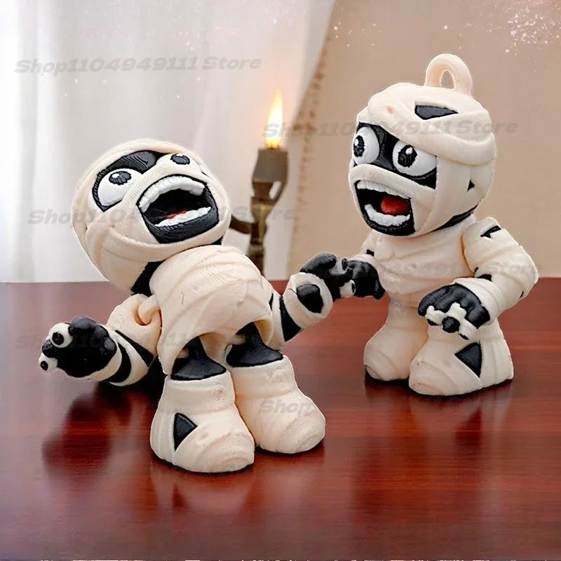 

Cute Bandaged Mummy Action Figures Ornament Joint Movable Model Desktop Decoration Doll Key Chains Bag Pendant Halloween Gift