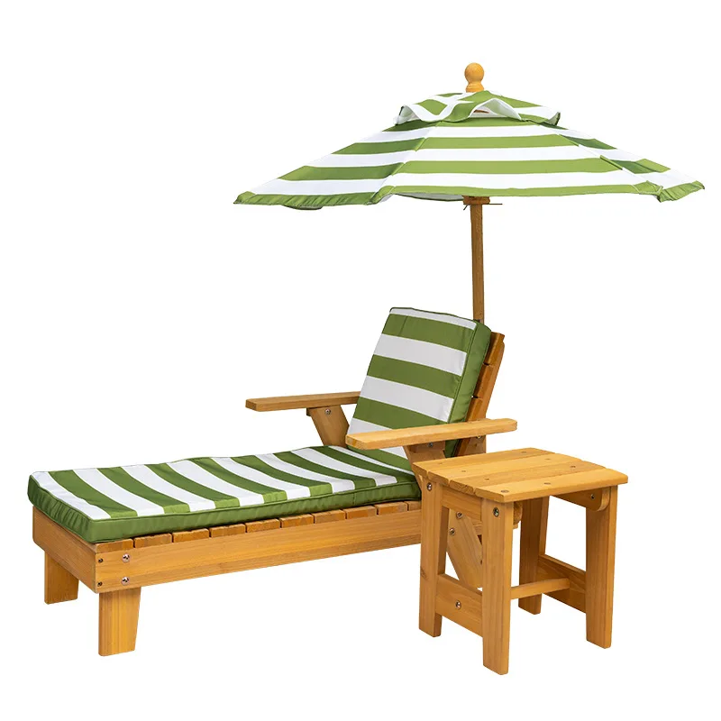 Modern minimalist outdoor cedar furniture chair four-piece set with umbrella