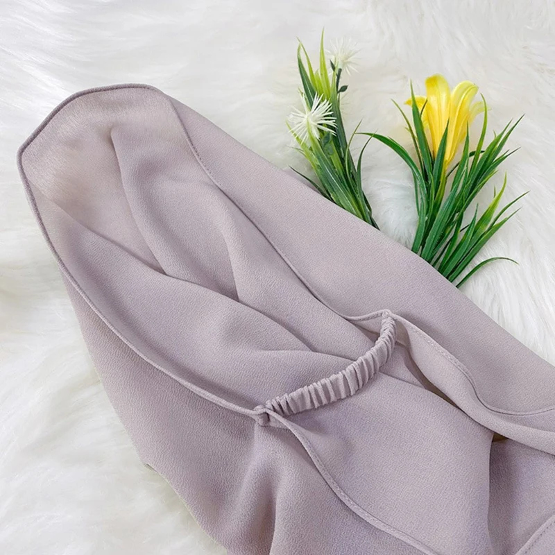 Hijab Chiffon Pesado para Mulheres, Hijab Instantâneo, Xale Longo, Pronto a Vestir, Alta Qualidade, Premium