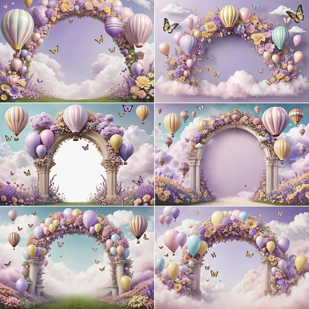 MOON.QG Balloon Arch Birthday Background Floral Flower Wedding Photo Backdrop Custom Children Party Studio Photography Back Drop