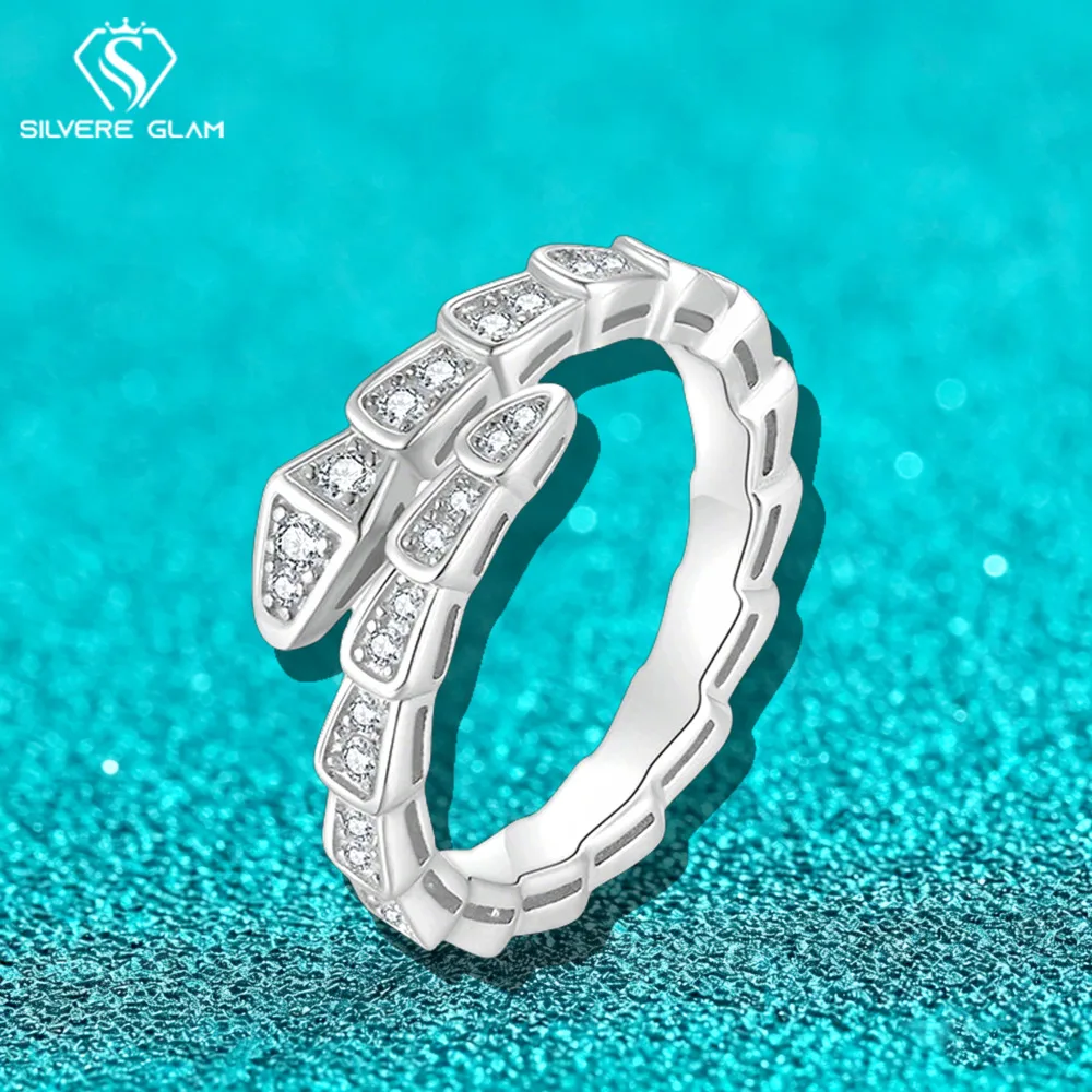 

TY S925 Sterling Silver Snake-shaped Moissanite Ring For Women Man Fine Jewelry D Color Diamond Ring