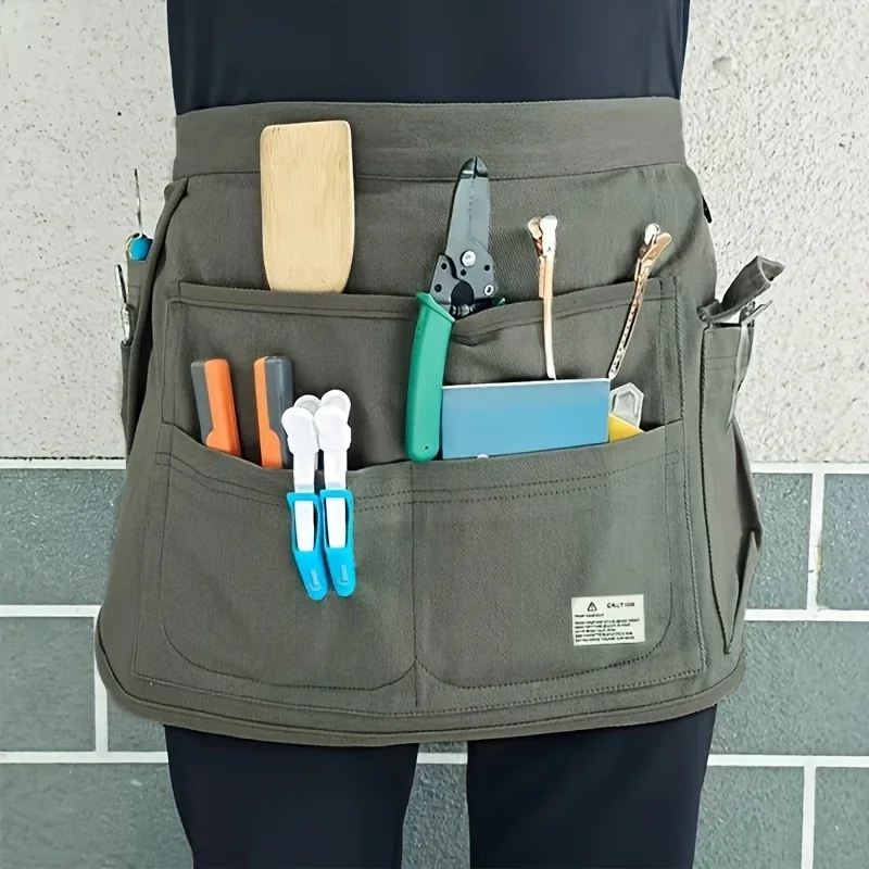 

1pc Multi-Pocket Canvas Tool Apron for Gardening Industrial Work and Hairdressing Home and Kitchen Products