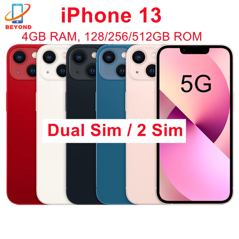 Original Apple iPhone 13 Dual Sim 2Sim 128GB 256GB ROM 6.1