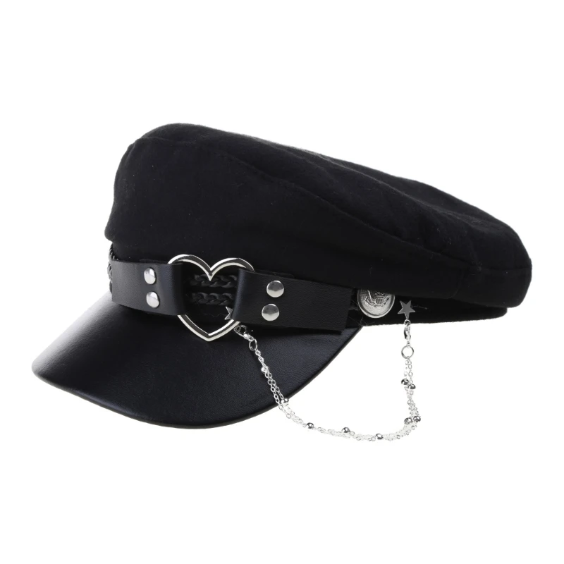 Cappello berretto stile Lolita per donna cappello jolly ragazze cappello a tesa larga berretto in feltro di lana cappellino per ragazze Y2K cappello con nappe copricapo per adulti