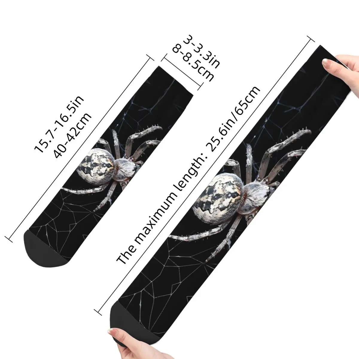 Funny Men's Socks Big Spider On Cobweb Vintage Spider Web Animal Hip Hop Crazy Crew Sock Gift Pattern Printed